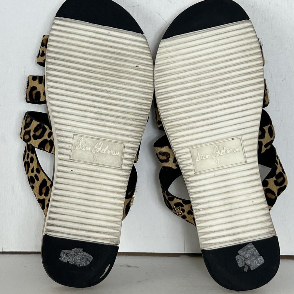 Sam Edelman Leopard Print Slide Sandals in Tan and Black - Picture 9 of 11